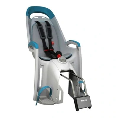 Image of HAMAX Unisex Youth Amaze Rear Frame Mount Child Bike Seat Childseat, Light Grey/Petrol Bl, One Size