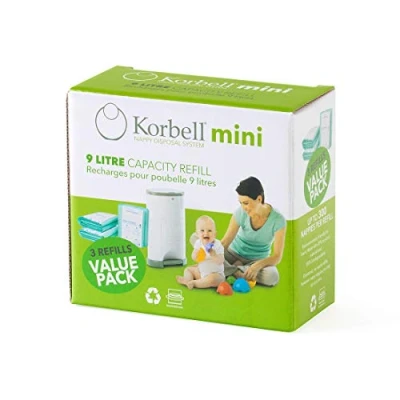 Image of Korbell 9L Nappy Bin Disposable Liners, Pack of 3