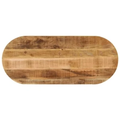 Image of vidaXL Solid Mango Wood Table Top Oval, Rough Finish, 90x40cm Reclaimed Tabletop for Dining/Living Room Upgrade, Rustic &amp; Easy Clean Surface
