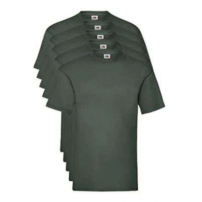 Image of FRUIT OF THE LOOM Men&#039;s Valueweight 5 Pack T Shirt, Green (Bottle 38), M UK