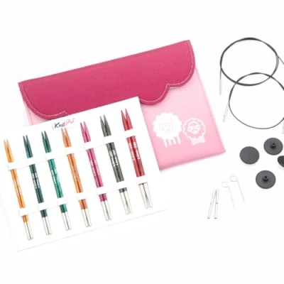 Image of KnitPro Dreamz Interchangeable Needle Set 7 x 13cm Circular Knitting Pin Pairs with Accessories Midi Set, Colour Coded for Beginners, Professionals &amp; Gift