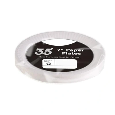 Image of 1ABOVE 35 Pack of 7 inch Disposable Paper Plates, 18cm White Plates Perfect for Everyday use, Ideal BBQ&#039;s, Parties and Events