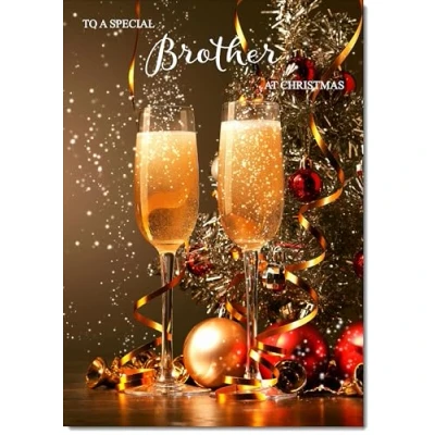 Image of doodlecards Brother Christmas Card Champagne Medium Size for with Plain Envelope