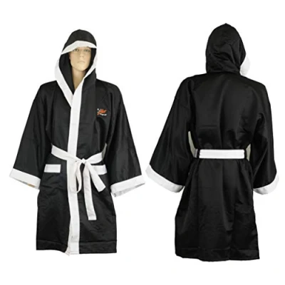 Image of Boxing Gown 100% Satin Full Length Black Small