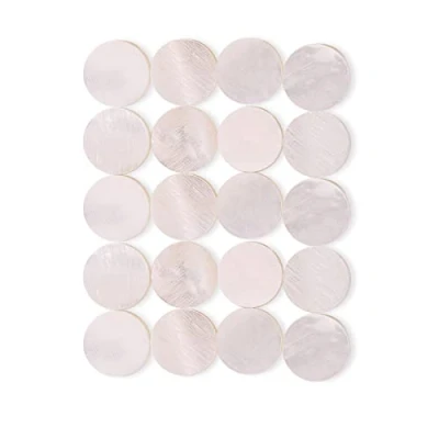Image of Inlay Dots Guitar Fretboard, 20 Pcs 6mm Fretboard Markers Pearl Sticker Decals Point for Guitar, Bass, Ukulele, Mandolin 5Mm White Pearloid Musical Instrument Accessories