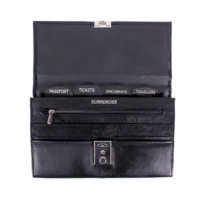 Image of AR BRAND EST. 2021 Leather TRAVEL Document WALLET ORGANISER with lock for Passport