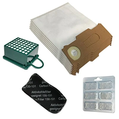 Image of Economy Set 6 Microfleece Vacuum Cleaner Bags + Fragrance Stones Hepa Filter Carbon for Vorwerk Kobold VK 130 131 SC VK130, VK131 FP with Special Fleece