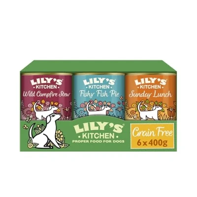 Image of Lily&#039;s Kitchen Natural Adult Wet Dog Food Tins Grain Free Recipe Variety Pack 6 x 400g