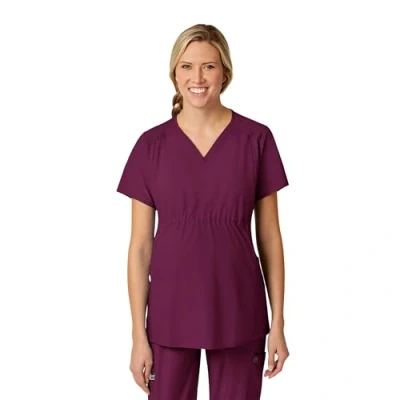 Image of WonderWink Women&#039;s Maternity V Neck Top Medical Scrubs, Wine, S