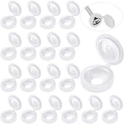 Image of Plastic White Screw Caps Cover Caps,Screw Cap, 60 Pcs Hinged Head Covers Snap on Replacement Decorative