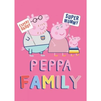 Image of BrandMac Peppa Pig Family Pink Polyester Polar Fleece Blanket 100x140 cm
