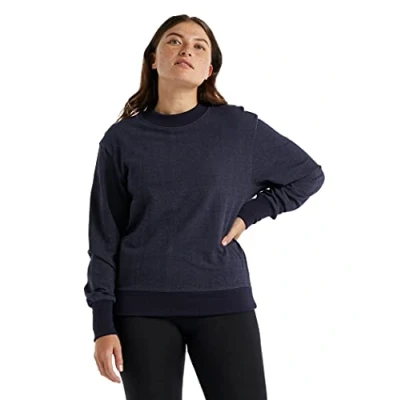 Image of Icebreaker Merino Wool Midlayer, Women&#039;s Long Sleeve Sweatshirt, Central Gym Top, Ladies Sweater Midnight Navy, L