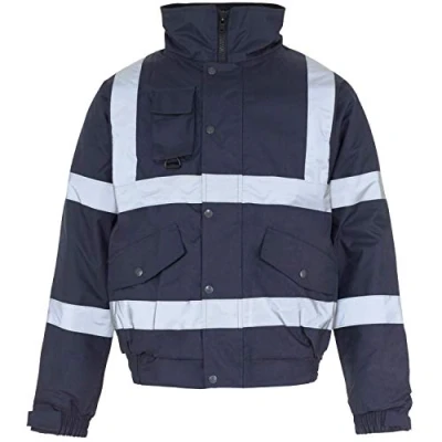 Image of Kapton Hi Viz High Vis Visibility Bomber Jacket Work Coat Security Waterproof (Navy, S)