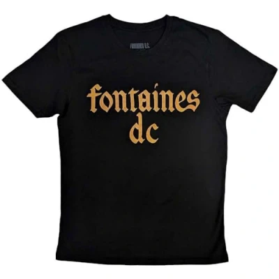 Image of Paradiso Clothing Fontaines D C Gothic BAND LOGO Print Tshirt, Size: XL, Black