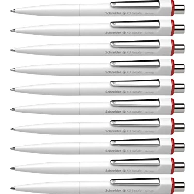 Image of Schneider Mechanical Ballpoint Pen K3 Red M Indelible Pack of 10