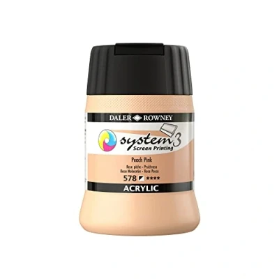 Image of Daler Rowney System3 Acrylic Screen Printing Ink, Plastic Pot, 8.45oz 250 ml, Peach Pink