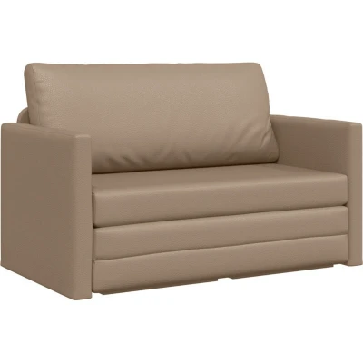 Image of vidaXL Floor Sofa Bed 2 in 1 Cappuccino 124x71x78 cm Faux Leather