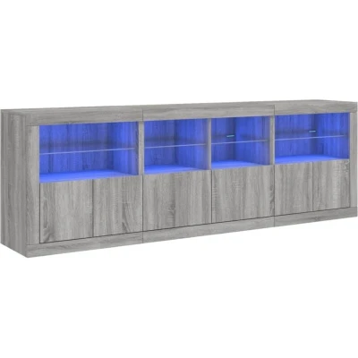 Image of vidaXL Sideboard with LED Lights Grey Sonoma 202x37x67 cm