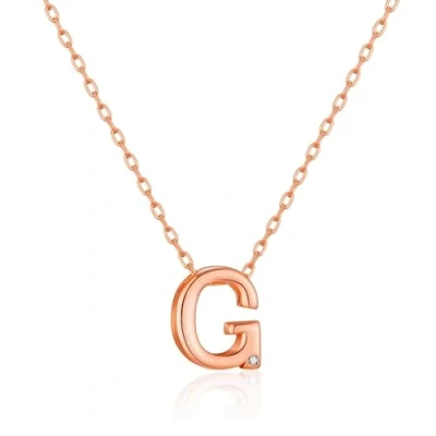 Image of Philip Jones Rose Gold Plated Initial Necklaces A to Z Created with Zircondia® Crystals (G)