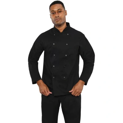 Image of Dennys Unisex Adults Budget Long Sleeve Chef Jacket (M) (Black)