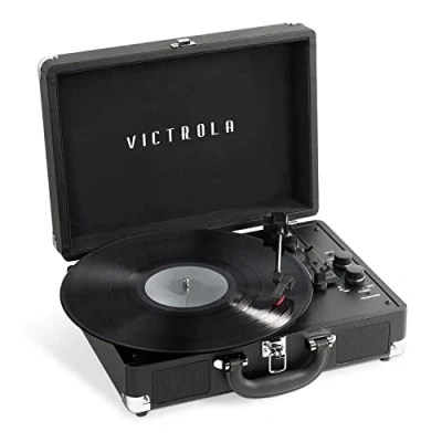 Image of Victrola Journey+ Bluetooth Suitcase Record Player with Three Speed Turntable Black VSC 400SB BLK EU