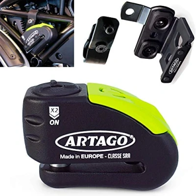 Image of ARTAGO 30X5 Pack Anti Theft Disc Lock with Alarm 120db High Security + Bracket for Ducati Monster Diavel, SRA Approved and Sold Secure Gold