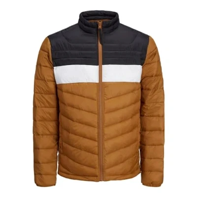 Image of JACK &amp; JONES Men&#039;s Lightweight Long Sleeve Padded Puffer Jacket, Rubber Blocked Colour, UK Size S