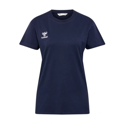 Image of hummel GO 2.0 T Shirt S/S Women&#039;s Short Sleeve Sports for Sports, Fitness and Leisure Basic Made of 100% Organic Cotton Stretchy Material Crew Neck Marine