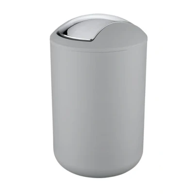 Image of WENKO Brasil Swing Cover Bin, TPE, Grey, 19.5 x 31 cm