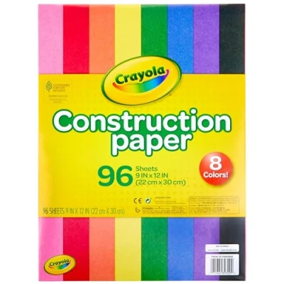 Image of Crayola Construction Paper (96 Sheets) 9x12 Pad Containing 8 Classic Colours Perfect for Art Projects &amp; Classrooms