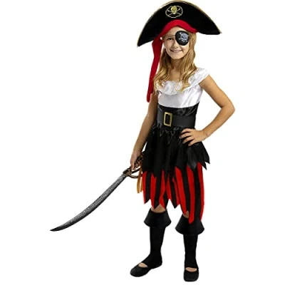Image of Funidelia Pirate Costumes Buccaneer Collection for boy Corsair, kids, accessory fancy dress &amp; props Halloween, carnival parties Size 5 6 years White