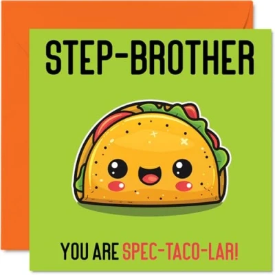 Image of Birthday Cards for Step Brother Spec Taco lar Funny Happy Card from Sister, Sibling Gifts, 145mm x Joke Greeting Men Him