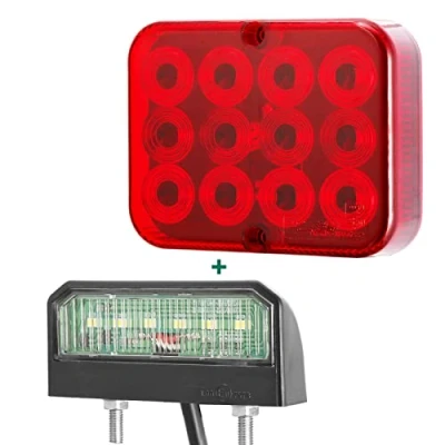 Image of AGRISHOP 1Piece Led Rear Trailer Fog Light Red and Registration License Plate Light,Led For Van Lorry Caravan Car Number Lamps White Waterproof E mark