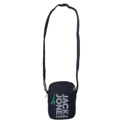 Image of JACK &amp; JONES Men&#039;s Jacashford Mesh Crossbody Shoulder Bag, Navy Blazer/Detail: Island Green, ONE Size