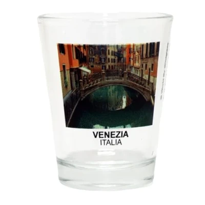 Image of Venice Italy Canal Bridge &amp; Reflections Color Photo Shot Glass