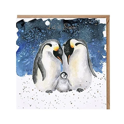 Image of Wrendale Penguin Family Christmas Card Let It Snow Xmas Greeting