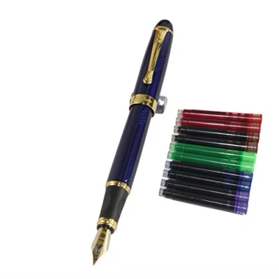 Image of Jinhao 450 Normal Nib Fountain Pen Dark Blue with 5 Color Gullor Ink Cartridges