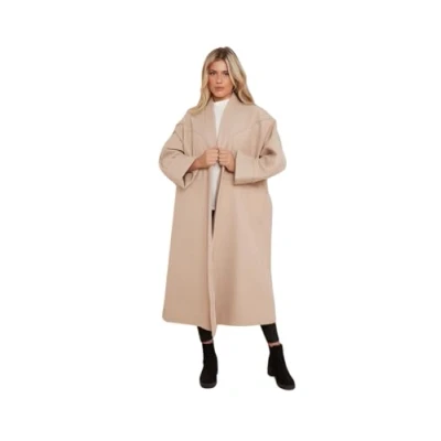Image of J5Fashion Premium Boyfriend Wool Look Oversized Coat Camel Size 14