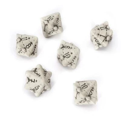 Image of D12 Dice Set of Six 12 Sided Skull &amp; Bone Themed RPG Dice. Cool Unique Gift for Dungeons Dragons (DND), Warhammer, D&amp;D, Pathfinder, D and D. (Cleaned White)