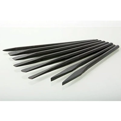 Image of 8 Piece Stone Carving Point, Flat &amp; Bullnose Chisel Set