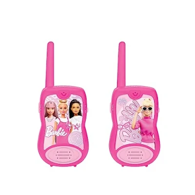 Image of Lexibook, Barbie, Walkie Talkies 200m, Communication Game for Children, 2 Channels, Belt Clip, Pink, TW12BB