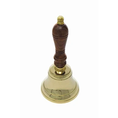 Image of Vintage Decor (TM) Traditional Brass School Pub Last Orders Hand Bell with Wooden Handle (Extra Large)