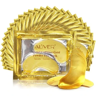 Image of (20 Pairs)24K Gold Under Eye Treatment Masks,Crystal Powder Gel Collagen Mask for Wrinkles, Remove Bags, eye, Dark Circles, Hydrating, Puffy Eyes