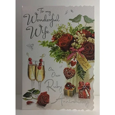 Image of Jonny Javelin Wonderful Wife On Our Ruby Anniversary Card