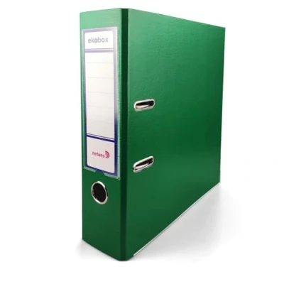 Image of Netuno 1x Folder Lever Arch Green 2 Ring Binder Ekobox Organiser 8 cm 3,15 inch A4 Wide Cardboard for Office Shelf Folders Desk