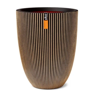 Image of CAPI EUROPE Vaas elegant laag Groove NL 34x46 Gold Opening Ø27 Pot for indoor and outdoor use Shatterproof 100% recyclable KGVGB782
