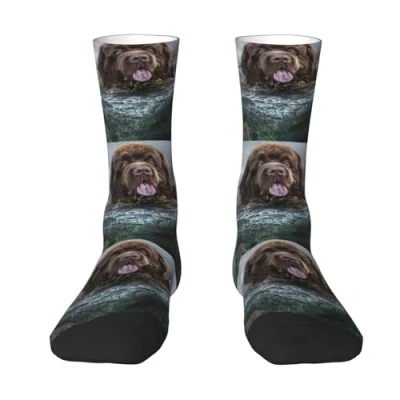 Image of ButxeT Crew Socks,Compression Socks Casual Novelty Sports 40CM Long For Unisex,Newfoundland Dog