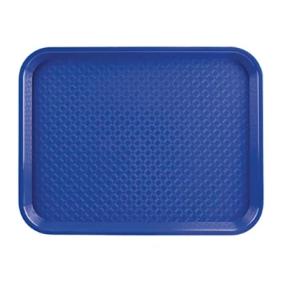 Image of Olympia Kristallon Fast Food Tray, Small Size: 345 x 265 mm/ 13.5 10.5 inch, Blue Polypropylene, Plastic Rectangular Restaurant Serving Commercial Bistro and Home Use, DP215