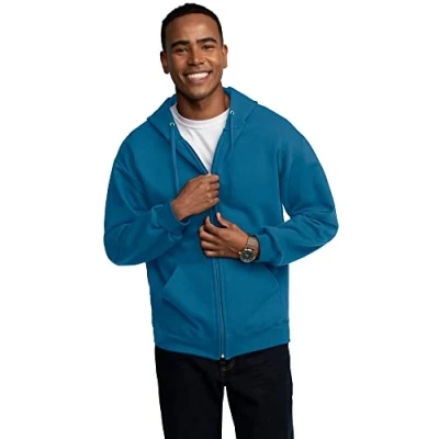 Image of Fruit of the Loom Men&#039;s Eversoft Fleece Sweatshirts &amp; Hoodies, Full Zip Blue, Large