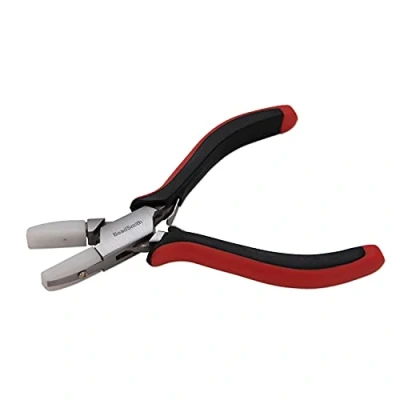 Image of The Beadsmith Flat Nylon Jaw Pliers Fine Tips 5 inches (127mm) Ergonomic Handle with Double Leaf Springs Jewelry Making Tool for Creating Bracelets, Earrings and Necklaces